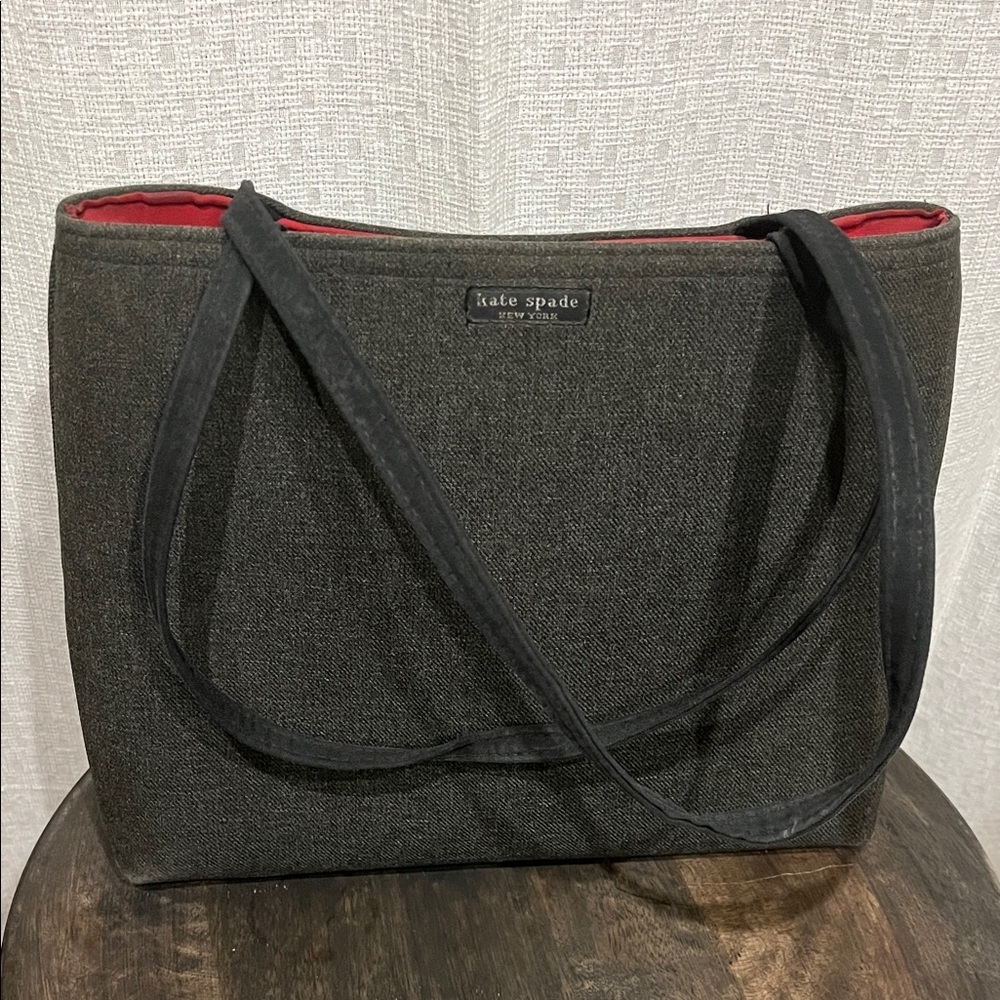 Kate Spade Charcoal Tote with Red Lining